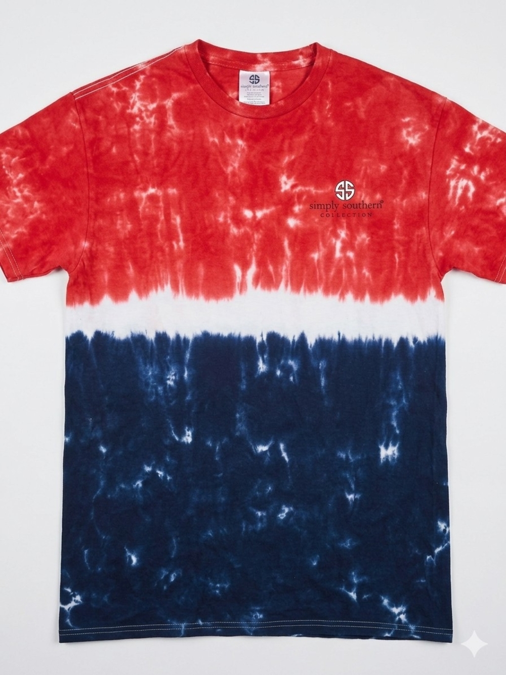 Simply Southern Red White Navy Tie-Dye Short Sleeve Tee